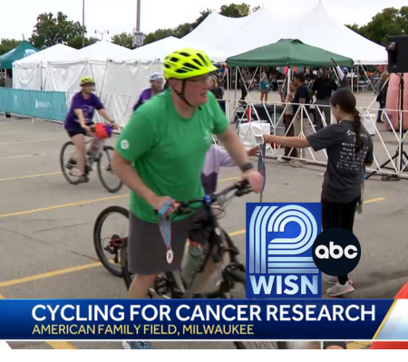 Cycling for cancer research at American Family Field in Milwaukee Wisconsin